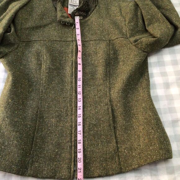 Vintage RTG Collection Zip Up Blazer Wool Blend Green Orange Size 9 - Picture 9 of 15